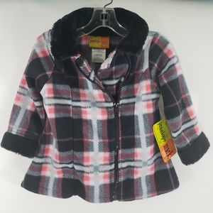 Penelope Mack Girl's Fleece Plaid Coat Size 24 mo.